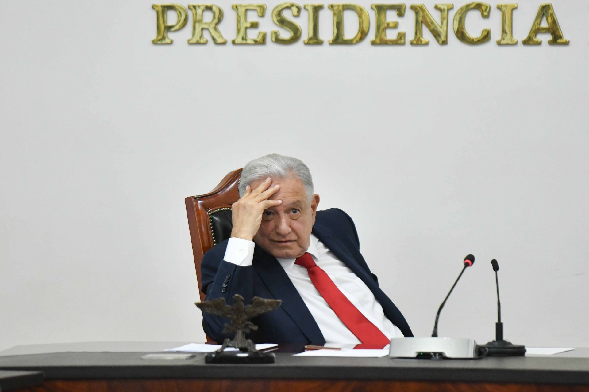 Andrés Manuel López Obrador durante la conferencia matutina de este viernes. (Cuartoscuro)