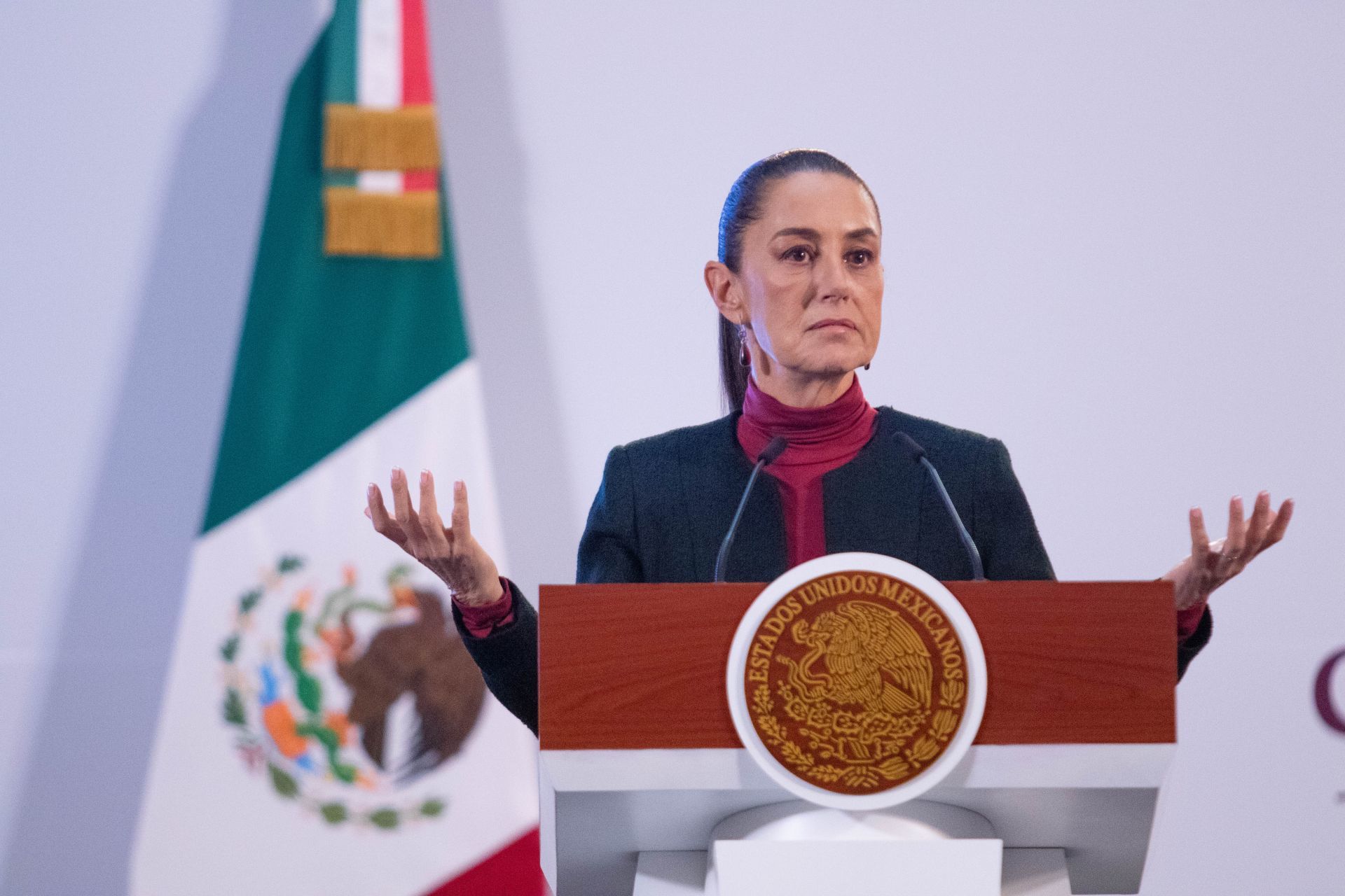 Claudia Shienbuam en la mañanera. (Cuartoscuro)