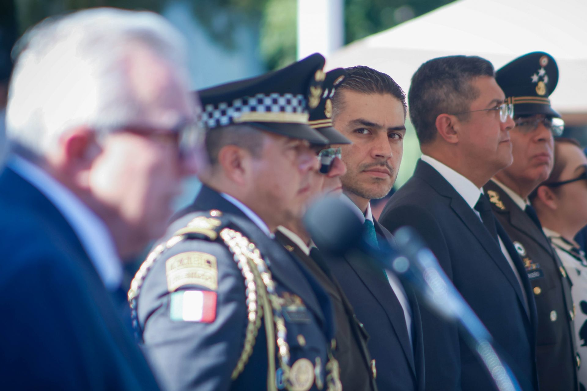 Omar García Harfuch y Rocha Moya toman protesta a Óscar Rentería Schazarino como nuevo secretario de Seguridad Pública en Sinaloa. (Cuartoscuro)