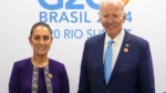 Claudi Sheinbaum y Joe Biden en la reunión del G20.