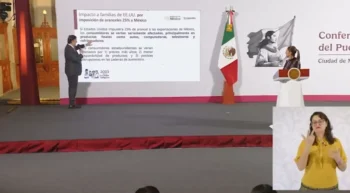 Marcelo Ebrard y Claudia Sheinbaum durante la mañanera.