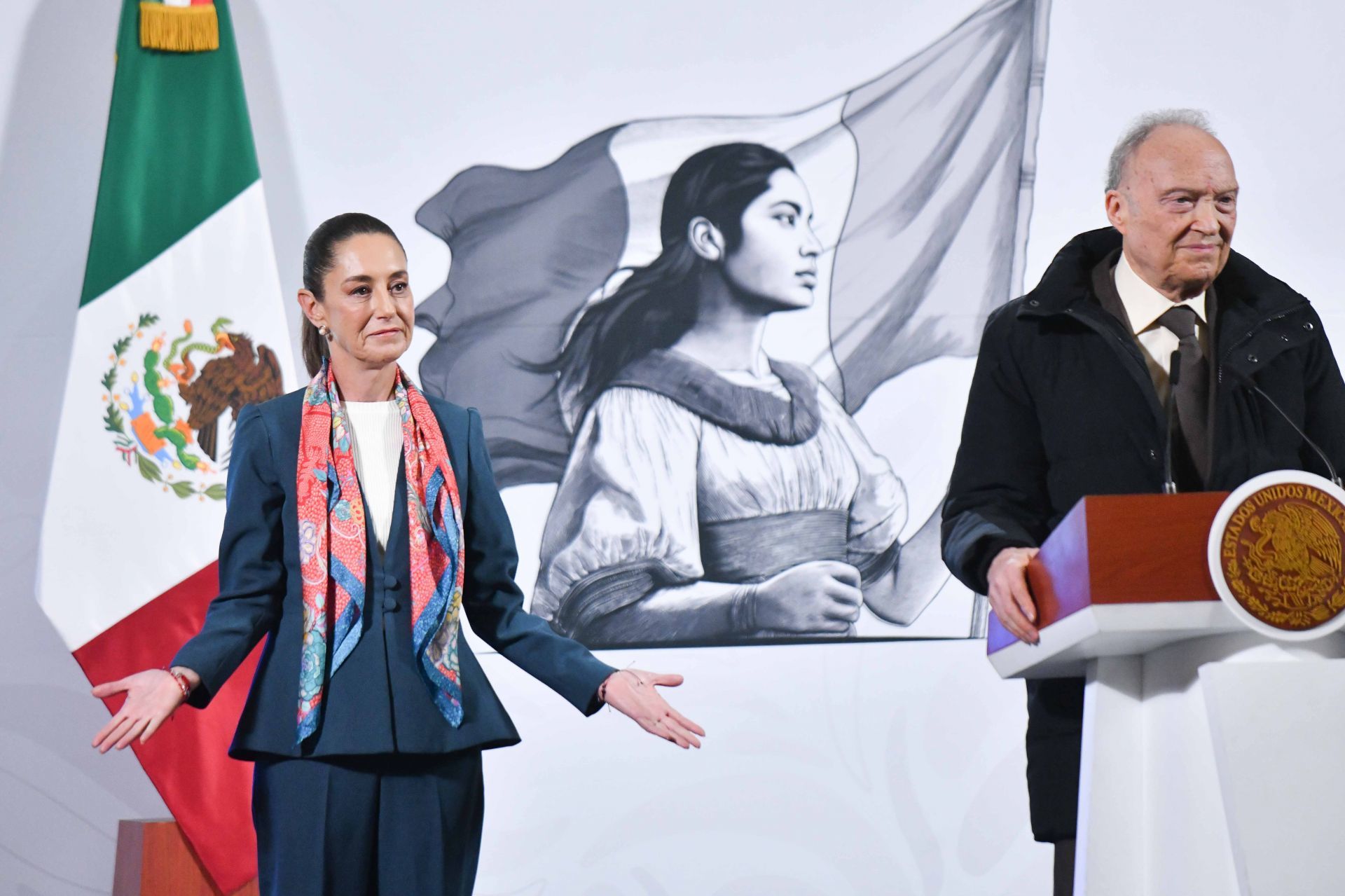 La presidenta Claudia Sheinbaum y el fiscal Gertz Manero.