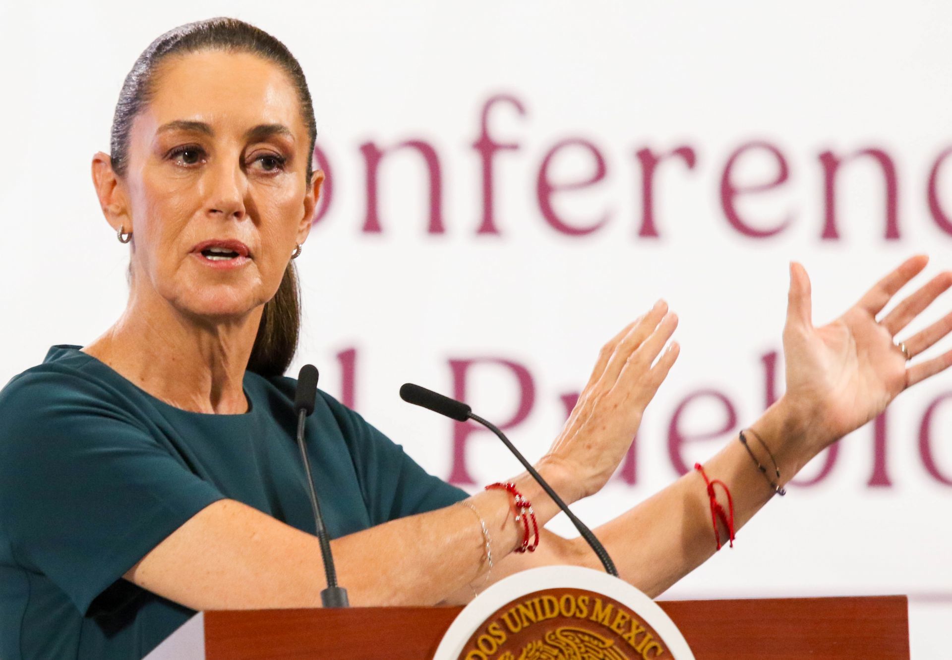La presidenta Claudia Sheinbaum durante la mañanera. (Cuartoscuro)