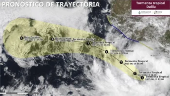 Trayectoria de la tormenta tropical Dalila.