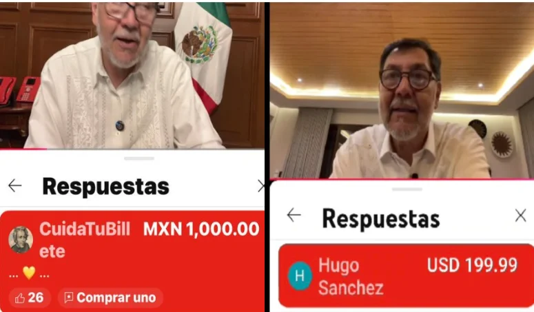 Así las 'donaciones' en el canal de YouTube de Fernández Noroña.