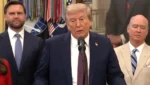 Trump durante el anuncio del ataque.