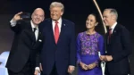 La selfie de los mandatarios con el presidente de la FIFA.