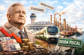 Las obras emblemáticas de AMLO. (Imagen generado con IA)
