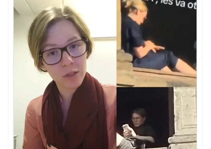 La mujer que se asolea en Palacio fue identificada como Florencia Franco Fernández.