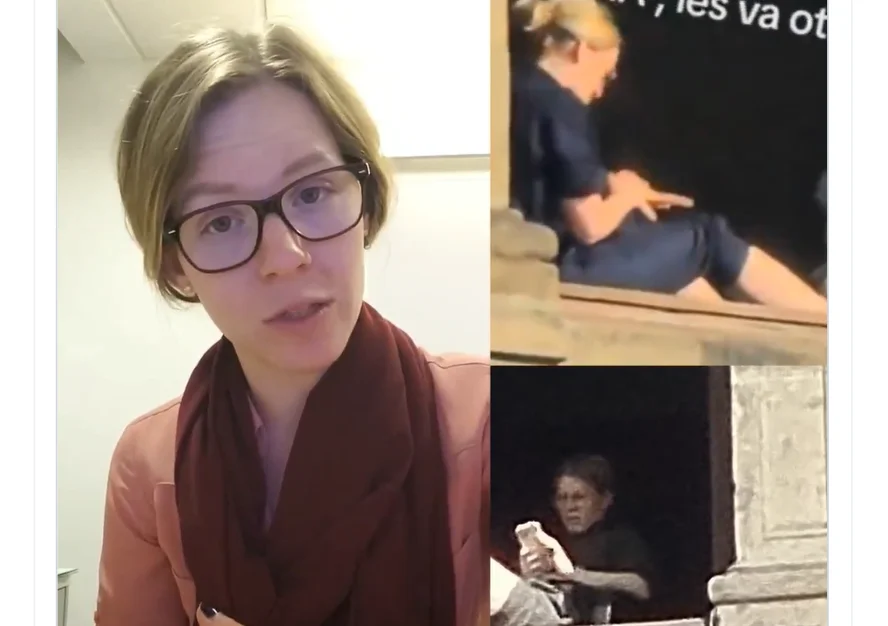 La mujer que se asolea en Palacio fue identificada como Florencia Franco Fernández.