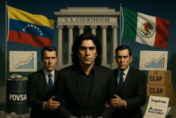 Alex Naín Saab Morán y su relación con 20 empresas mexicanas. (Imagen creada con IA en Grok) Alex Naín Saab Morán y su relación con 20 empresas mexicanas. (Imagen creada con IA en Grok)
